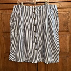 Talbots. 20 WP. Blue and white vertical striped skirt.